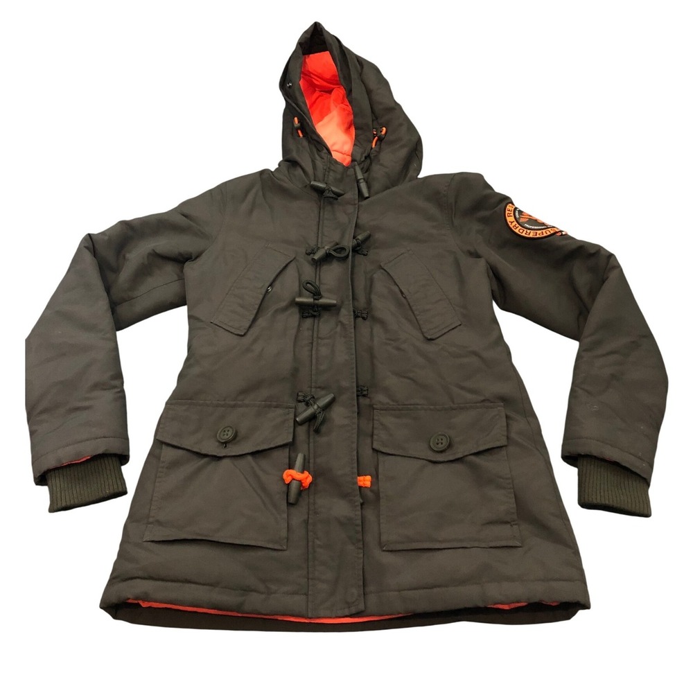 Superdry Everest Duffle Coat Rescue Army Parka Jacket‎ Womens Small Toggle Coat